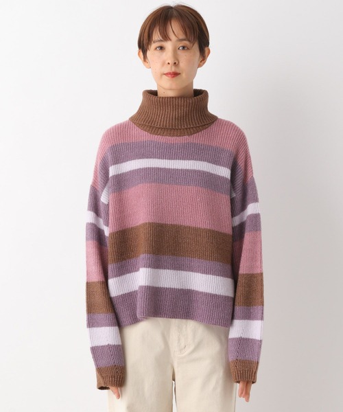 LEPSIM（レプシィム）の「7ゲージマルチボーダータートル　168272（ニット/セーター・レディース・ブルー/ピンク・FREE）」の5枚目の写真