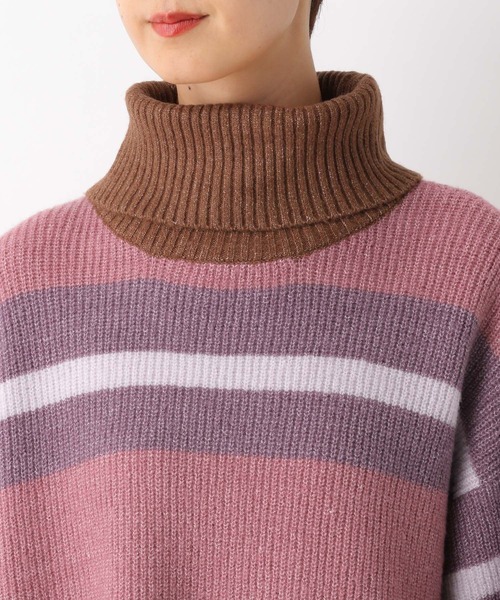 LEPSIM（レプシィム）の「7ゲージマルチボーダータートル　168272（ニット/セーター・レディース・ブルー/ピンク・FREE）」の8枚目の写真