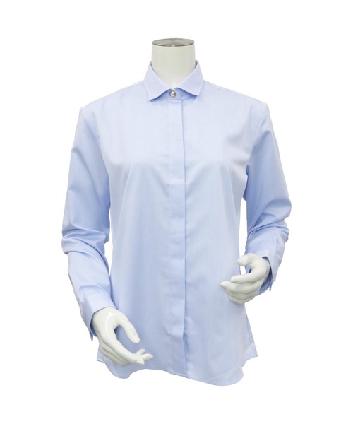 TOKYO SHIRTS（トウキョウシャツ）の「形態安定ノーアイロン ワイド衿 長袖ビジネスワイシャツ（ビジネスシャツ・レディース・サックスブルー・LL/S/M/L/XL）」の3枚目の写真