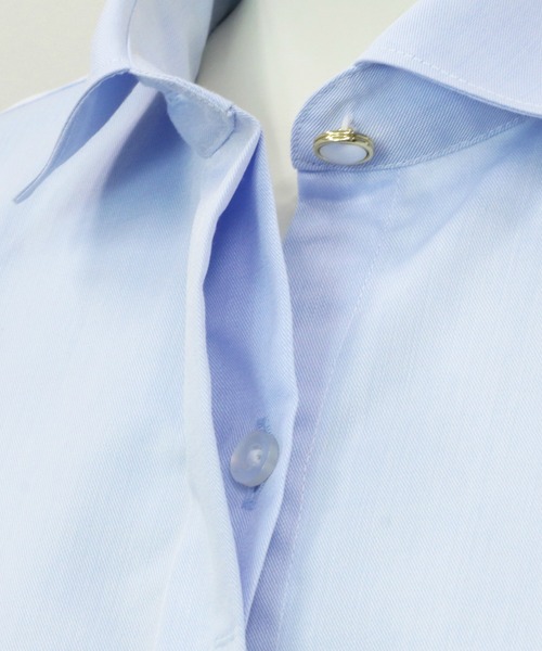 TOKYO SHIRTS（トウキョウシャツ）の「形態安定ノーアイロン ワイド衿 長袖ビジネスワイシャツ（ビジネスシャツ・レディース・サックスブルー・LL/S/M/L/XL）」の5枚目の写真