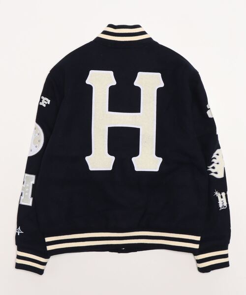 HUF(ハフ)の「HUF/ハフ 20 YEAR CLASSIC H VARSITY JACKET メルトンウール バーシティ スタジアムジャケット(スタジャン・メンズ・ネイビー・M)」の2枚目の写真