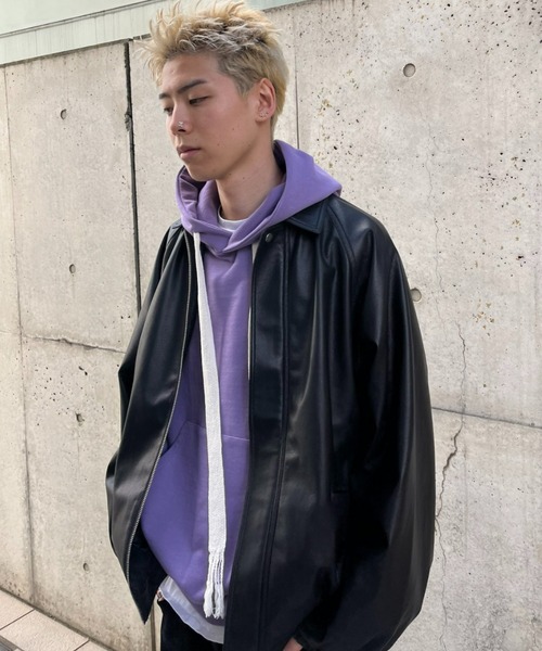 CIAOPANIC（チャオパニック）の「オーバーサイズストラップフーディー（パーカー・メンズ・パープル/オレンジ/グリーン/グレー/ブルー・MEDIUM/LARGE）」の14枚目の写真