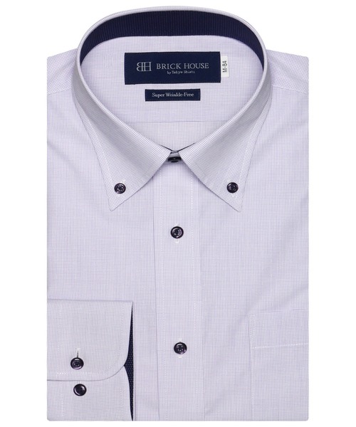 TOKYO SHIRTS(トウキョウシャツ)の「形態安定ノーアイロン ボタンダウン 長袖ビジネスワイシャツ(ビジネスシャツ・メンズ・ライトパープル・首回り37cm-裄丈80cm/首回り37cm-裄丈84cm/首回り39cm-裄丈80cm/首回り39cm-裄丈84cm/首回り41cm-裄丈82cm/首回り41cm-裄丈86cm/首回り42cm-裄丈82cm/首回り42cm-裄丈86cm/首回り43cm-裄丈82cm/首回り43cm-裄丈86cm)」の6枚目の写真
