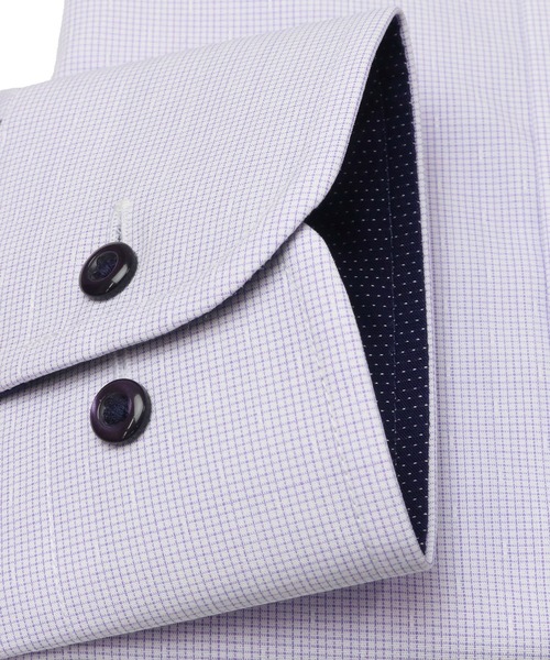 TOKYO SHIRTS(トウキョウシャツ)の「形態安定ノーアイロン ボタンダウン 長袖ビジネスワイシャツ(ビジネスシャツ・メンズ・ライトパープル・首回り37cm-裄丈80cm/首回り37cm-裄丈84cm/首回り39cm-裄丈80cm/首回り39cm-裄丈84cm/首回り41cm-裄丈82cm/首回り41cm-裄丈86cm/首回り42cm-裄丈82cm/首回り42cm-裄丈86cm/首回り43cm-裄丈82cm/首回り43cm-裄丈86cm)」の2枚目の写真