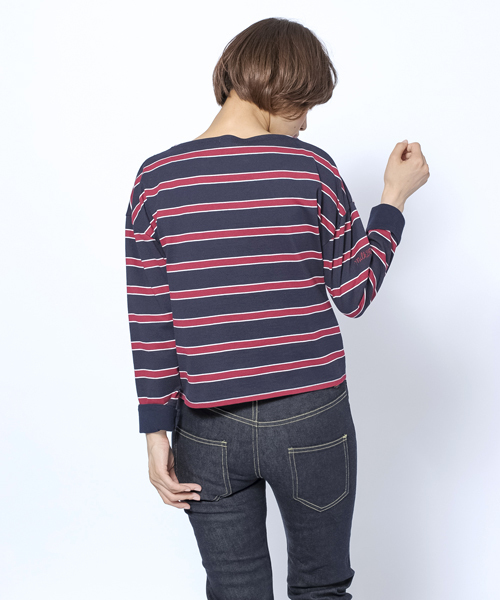 MILKFED.(ミルクフェド)の「【mini10月号掲載】MULTI STRIPED TOP(Tシャツ/カットソー・レディース・アッシュ/ネイビー・MEDIUM/SMALL)」の12枚目の写真