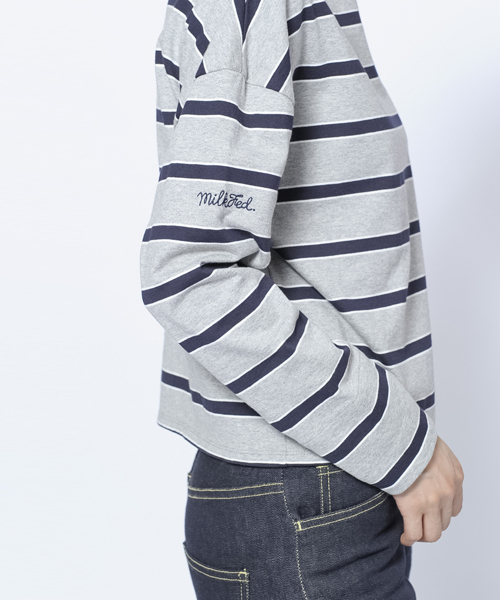 MILKFED.(ミルクフェド)の「【mini10月号掲載】MULTI STRIPED TOP(Tシャツ/カットソー・レディース・アッシュ/ネイビー・MEDIUM/SMALL)」の7枚目の写真