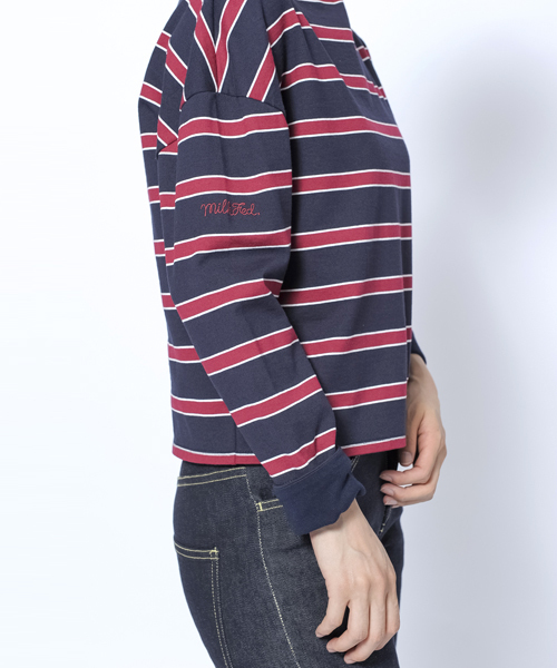 MILKFED.(ミルクフェド)の「【mini10月号掲載】MULTI STRIPED TOP(Tシャツ/カットソー・レディース・アッシュ/ネイビー・MEDIUM/SMALL)」の9枚目の写真