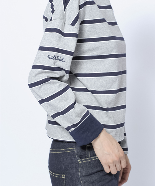 MILKFED.(ミルクフェド)の「【mini10月号掲載】MULTI STRIPED TOP(Tシャツ/カットソー・レディース・アッシュ/ネイビー・MEDIUM/SMALL)」の10枚目の写真