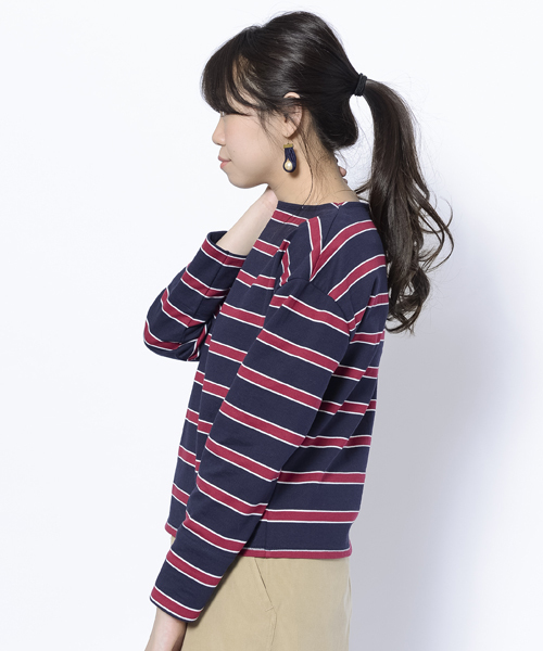 MILKFED.(ミルクフェド)の「【mini10月号掲載】MULTI STRIPED TOP(Tシャツ/カットソー・レディース・アッシュ/ネイビー・MEDIUM/SMALL)」の3枚目の写真