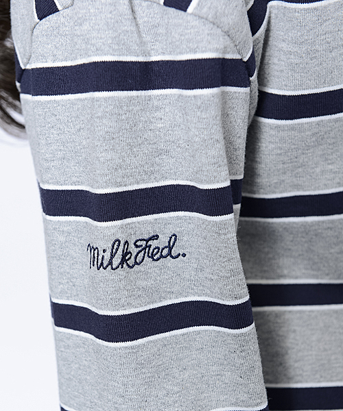 MILKFED.(ミルクフェド)の「【mini10月号掲載】MULTI STRIPED TOP(Tシャツ/カットソー・レディース・アッシュ/ネイビー・MEDIUM/SMALL)」の5枚目の写真