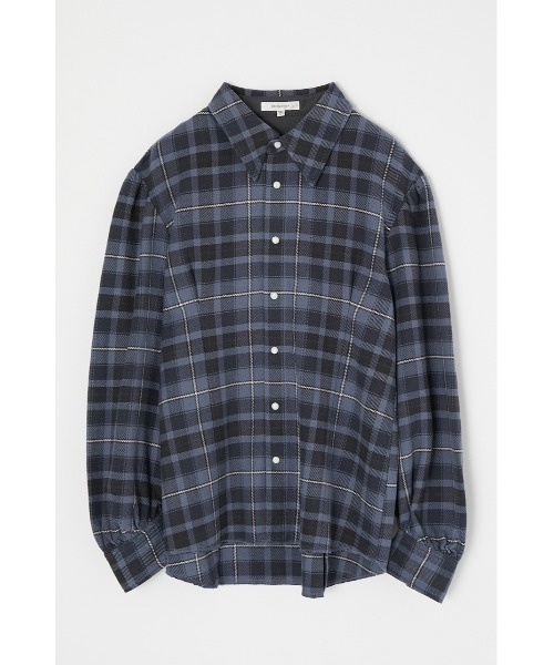 MOUSSY（マウジー）の「PLAID PUFF SLEEVE OVER シャツ（シャツ/ブラウス・レディース・ベージュ/グレー・FREE）」の2枚目の写真