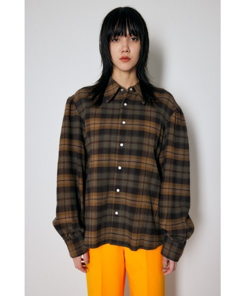 MOUSSY（マウジー）の「PLAID PUFF SLEEVE OVER シャツ（シャツ/ブラウス・レディース・ベージュ/グレー・FREE）」の12枚目の写真