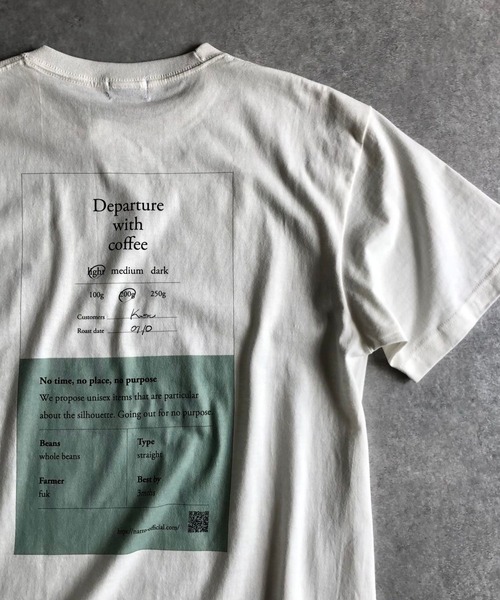 natto（ナット）の「Departure with coffee tee  / coffee label（Tシャツ/カットソー・メンズ・アイボリー/ホワイト・MEDIUM/LARGE/X-LARGE）」の2枚目の写真