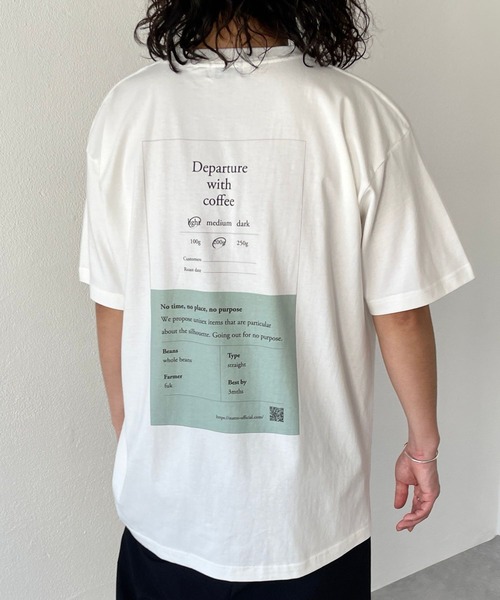 natto（ナット）の「Departure with coffee tee  / coffee label（Tシャツ/カットソー・メンズ・アイボリー/ホワイト・MEDIUM/LARGE/X-LARGE）」の6枚目の写真
