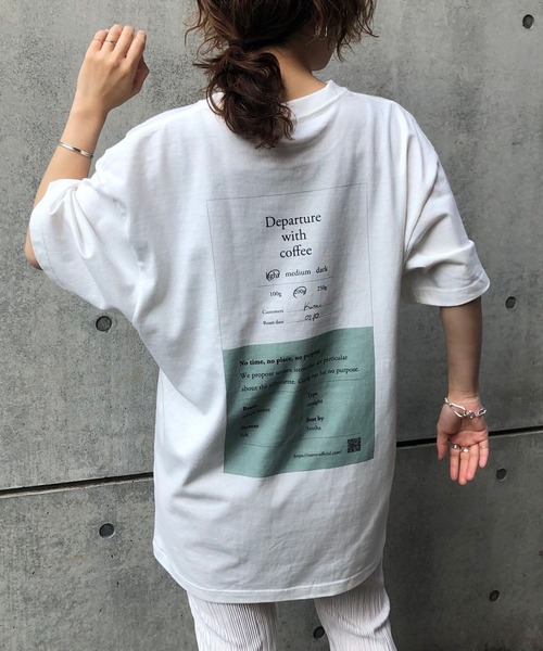 natto（ナット）の「Departure with coffee tee  / coffee label（Tシャツ/カットソー・メンズ・アイボリー/ホワイト・MEDIUM/LARGE/X-LARGE）」の3枚目の写真