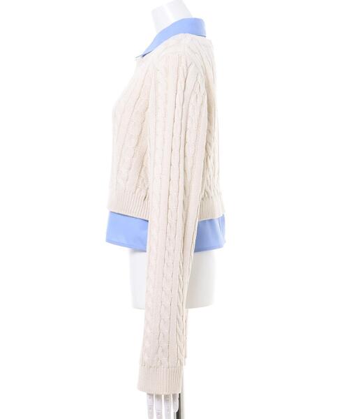 INGNI（イング）の「シャツドッキングショート丈ケーブルニット（ニット/セーター・レディース・グレー/アイボリー/ベージュ/ブラック・M）」の6枚目の写真