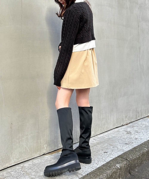 INGNI（イング）の「シャツドッキングショート丈ケーブルニット（ニット/セーター・レディース・グレー/アイボリー/ベージュ/ブラック・M）」の16枚目の写真