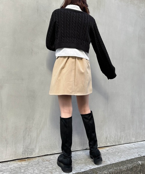 INGNI（イング）の「シャツドッキングショート丈ケーブルニット（ニット/セーター・レディース・グレー/アイボリー/ベージュ/ブラック・M）」の17枚目の写真