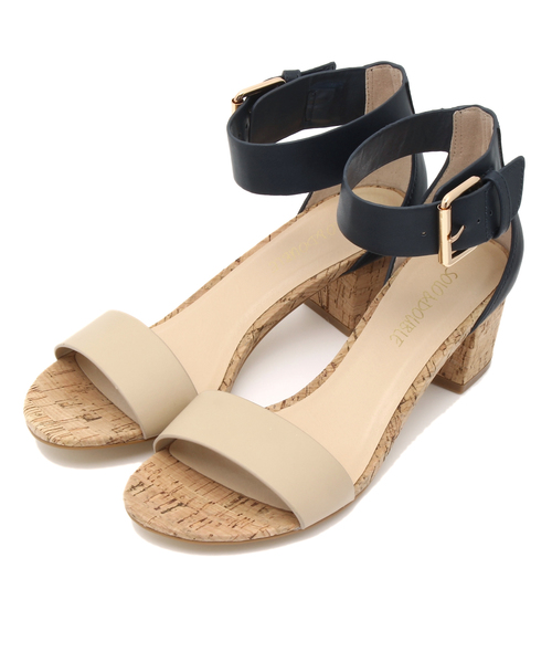 CROON A SONG（クルーンアソング）の「コルクヒールサンダル（サンダル・レディース・ブラック/ネイビー・M/S/L）」の2枚目の写真