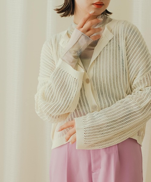 SENSE OF PLACE by URBAN RESEARCH（センスオブプレイスバイアーバンリサーチ）の「メローチュールハイネックトップ（Tシャツ/カットソー・レディース・グリーン系その他/ベージュ系その他/ブラック/アイボリー・ONE）」の4枚目の写真