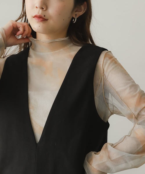 SENSE OF PLACE by URBAN RESEARCH（センスオブプレイスバイアーバンリサーチ）の「メローチュールハイネックトップ（Tシャツ/カットソー・レディース・グリーン系その他/ベージュ系その他/ブラック/アイボリー・ONE）」の20枚目の写真