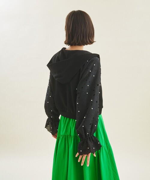 Gracecontinental カットワークパフ袖パーカー カットワークパフ袖パーカー / GRACE CONTINENTAL