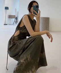 サイドコンシャスムラ染めロングワンピース