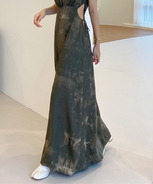 meJane（ミージェーン）の「サイドコンシャスムラ染めロングワンピース（ワンピース・レディース・ブラック×カーキ・FREE）」の11枚目の写真