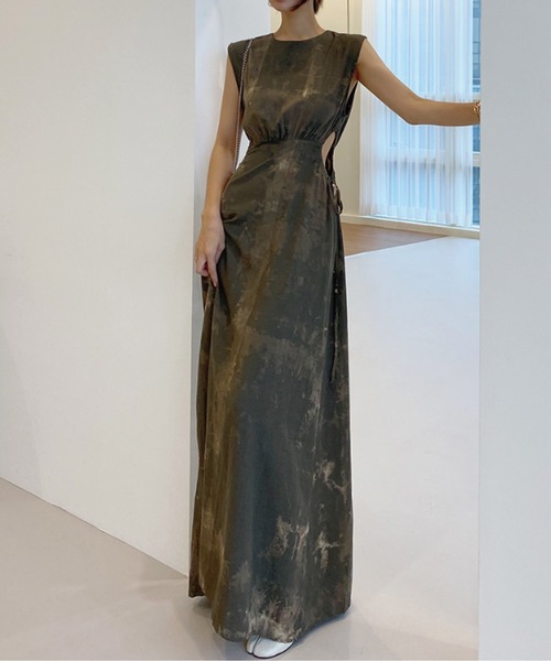 meJane（ミージェーン）の「サイドコンシャスムラ染めロングワンピース（ワンピース・レディース・ブラック×カーキ・FREE）」の10枚目の写真