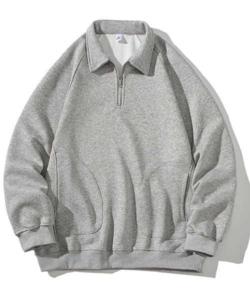 WESTBOY(ウエストボーイ)の「オーバーサイズハーフジップスウェットプルオーバー WOK23STP03【WB ORIGINALS】(ポロシャツ・メンズ・ブラック/グレー・L/M/XL/XXL)」の11枚目の写真
