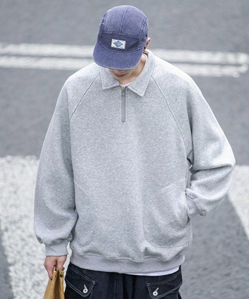 WESTBOY(ウエストボーイ)の「オーバーサイズハーフジップスウェットプルオーバー WOK23STP03【WB ORIGINALS】(ポロシャツ・メンズ・ブラック/グレー・L/M/XL/XXL)」の17枚目の写真