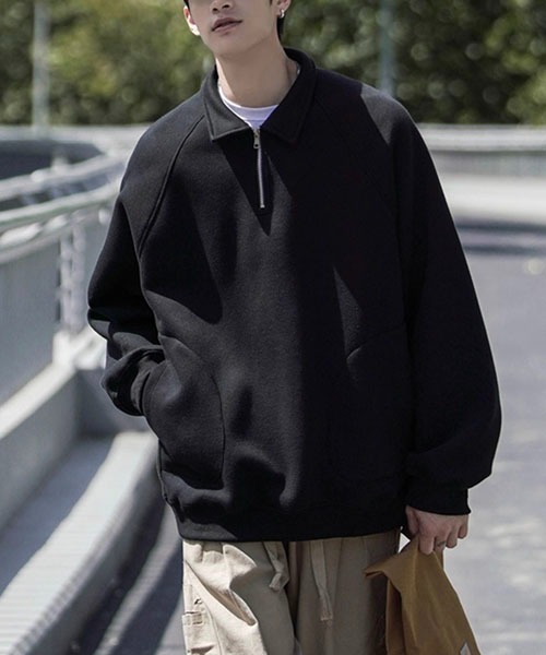 WESTBOY(ウエストボーイ)の「オーバーサイズハーフジップスウェットプルオーバー WOK23STP03【WB ORIGINALS】(ポロシャツ・メンズ・ブラック/グレー・L/M/XL/XXL)」の22枚目の写真