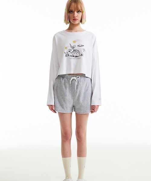 KIRSH（キルシー）の「KIRSH CHERRY SHORT TERRY PANTS/キルシーチェリーショートテリーパンツ（その他パンツ・レディース・ライトピンク/ライトブルー/グレー・ONE SIZE）」の9枚目の写真