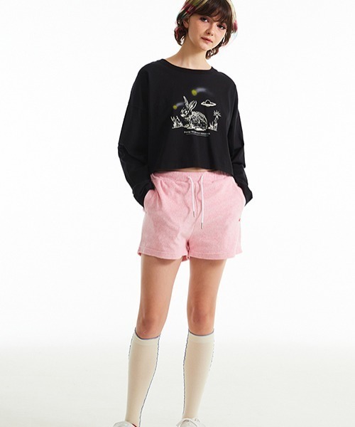 KIRSH（キルシー）の「KIRSH CHERRY SHORT TERRY PANTS/キルシーチェリーショートテリーパンツ（その他パンツ・レディース・ライトピンク/ライトブルー/グレー・ONE SIZE）」の12枚目の写真