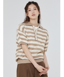 ROMANTIC CROWN | A'GEM/9 × .kom『ROMANTIC CROWN/ロマンティッククラウン』PUNCHING KNIT POLO/パンチングニット ポロシャツ(ポロシャツ)