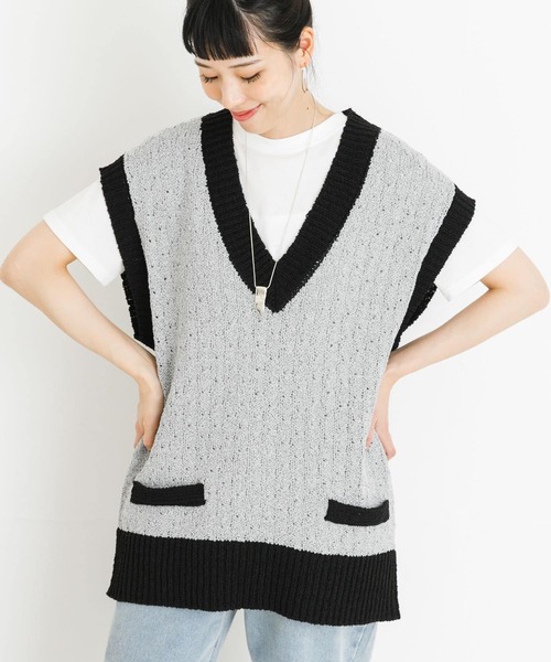 UR Lab.（アーバンリサーチラボ）の「ビッグニットベスト（ベスト・レディース・ブラック/ベージュ/グレー・FREE）」の11枚目の写真