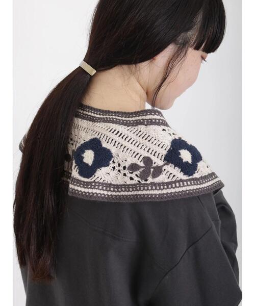 Samansa Mos2（サマンサ モスモス）の「さがら刺繍付け襟（ストール/ショール・レディース・キナリ/ベージュ/ブラック・ﾌﾘ-）」の15枚目の写真