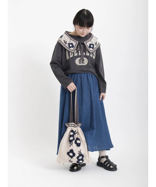 Samansa Mos2（サマンサ モスモス）の「さがら刺繍付け襟（ストール/ショール・レディース・キナリ/ベージュ/ブラック・ﾌﾘ-）」の11枚目の写真