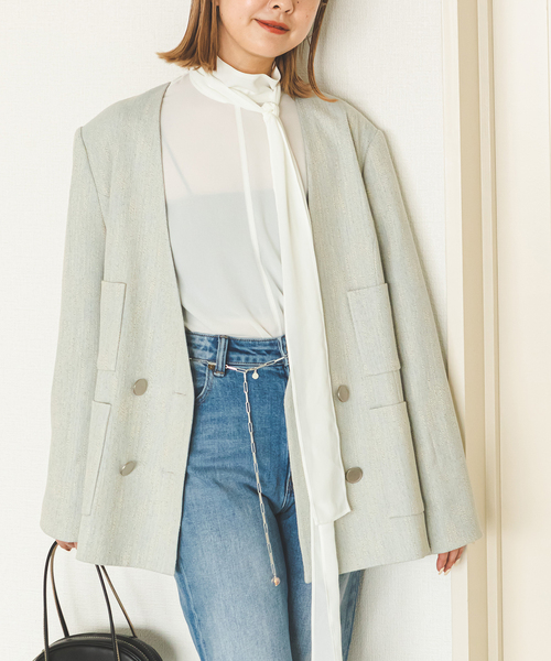 U by SPICK&SPAN ノーカラードロストブルゾン U by SPICK&SPAN ノーカラードロストブルゾン