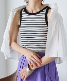 【forksy.】リブボーダーアメスリカップ付きタンクトップ