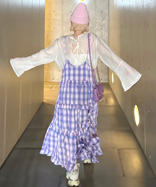 Alley by w closet(アリーバイダブルクローゼット)の「【前後2WAY/Alley】レースアップシアーシャツ(シャツ/ブラウス・レディース・ピンク/ラベンダー/オフホワイト・FREE)」の22枚目の写真