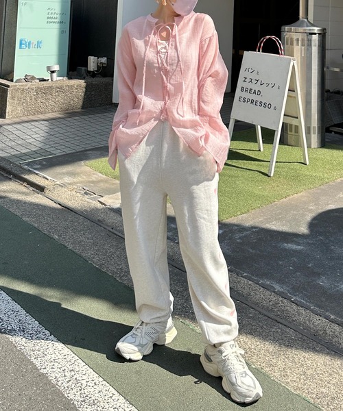 Alley by w closet(アリーバイダブルクローゼット)の「【前後2WAY/Alley】レースアップシアーシャツ(シャツ/ブラウス・レディース・ピンク/ラベンダー/オフホワイト・FREE)」の14枚目の写真