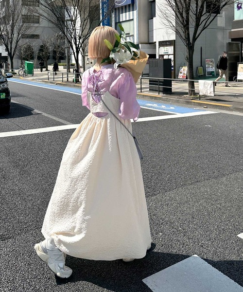 Alley by w closet(アリーバイダブルクローゼット)の「【前後2WAY/Alley】レースアップシアーシャツ(シャツ/ブラウス・レディース・ピンク/ラベンダー/オフホワイト・FREE)」の15枚目の写真