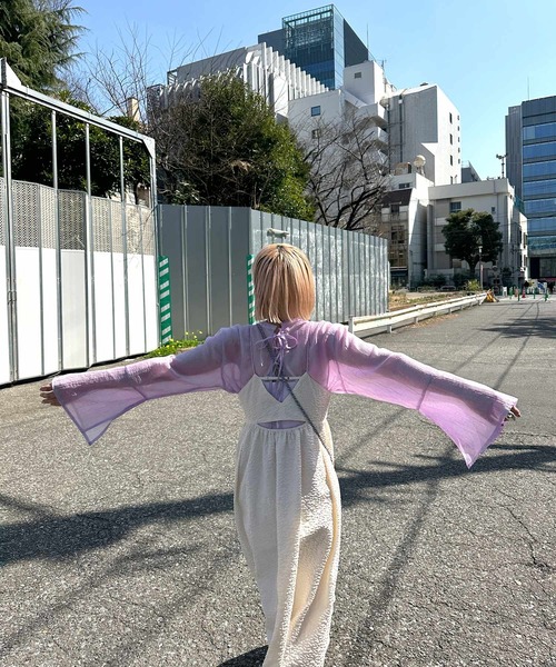 Alley by w closet(アリーバイダブルクローゼット)の「【前後2WAY/Alley】レースアップシアーシャツ(シャツ/ブラウス・レディース・ピンク/ラベンダー/オフホワイト・FREE)」の12枚目の写真