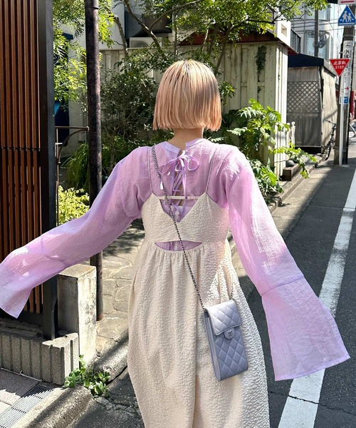 Alley by w closet(アリーバイダブルクローゼット)の「【前後2WAY/Alley】レースアップシアーシャツ(シャツ/ブラウス・レディース・ピンク/ラベンダー/オフホワイト・FREE)」の21枚目の写真