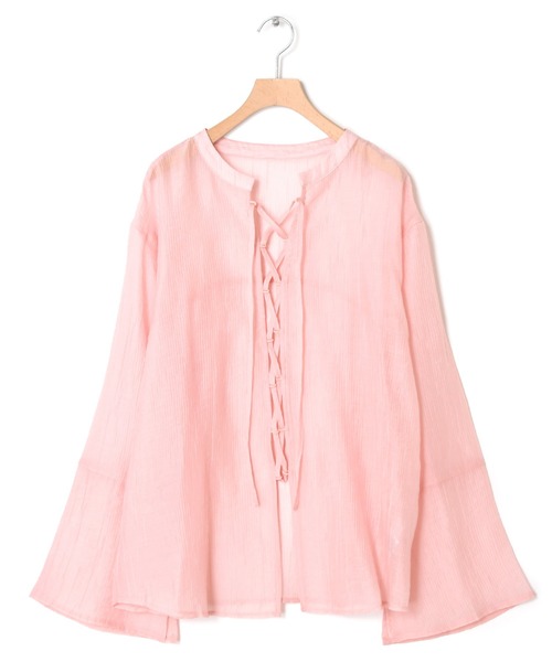 Alley by w closet(アリーバイダブルクローゼット)の「【前後2WAY/Alley】レースアップシアーシャツ(シャツ/ブラウス・レディース・ピンク/ラベンダー/オフホワイト・FREE)」の8枚目の写真
