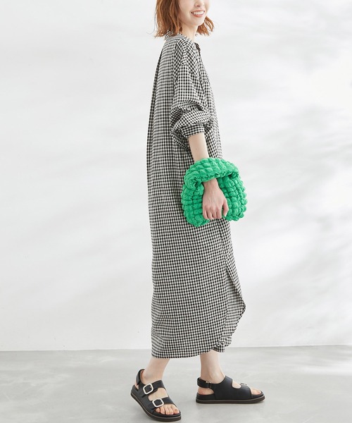 ROPE' PICNIC(ロペピクニック)の「麻混シャツワンピース(ワンピース・レディース・サックスブルー/オフホワイト/ターコイズブルー/オレンジ/ブラック系その他・38)」の8枚目の写真