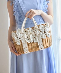 tocco closet | ショルダー付き２ＷＡＹリボン装飾カゴバッグ(かごバッグ)