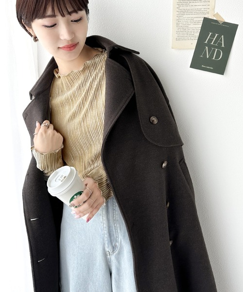 classicalelf（クラシカルエルフ）の「上品な艶感 プリーツメローハイネックベロアトップス（Tシャツ/カットソー・レディース・モカ/ブラウン/グレイッシュベージュ/アイボリー/ブラック/ブルー・LARGE/MEDIUM/SMALL/X-LARGE）」の15枚目の写真