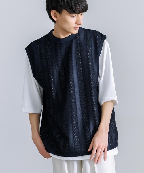 Audience(オーディエンス)の「オーバーサイズ 日本製 ラッセルレース ノースリーブベスト AUD6422(ベスト・メンズ・ブラック/オリーブ/ネイビー・M/L/XL)」の3枚目の写真